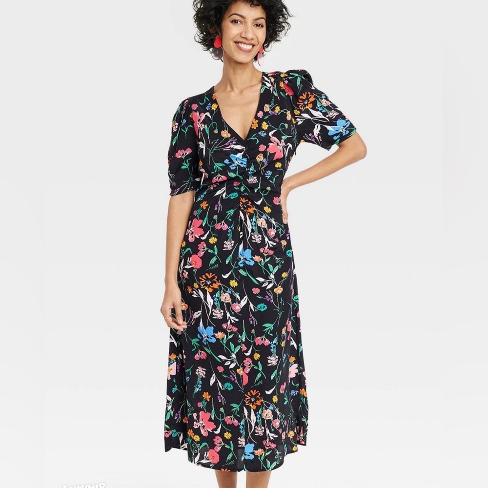 A New Day Black Floral Midi Dress – Target 2023